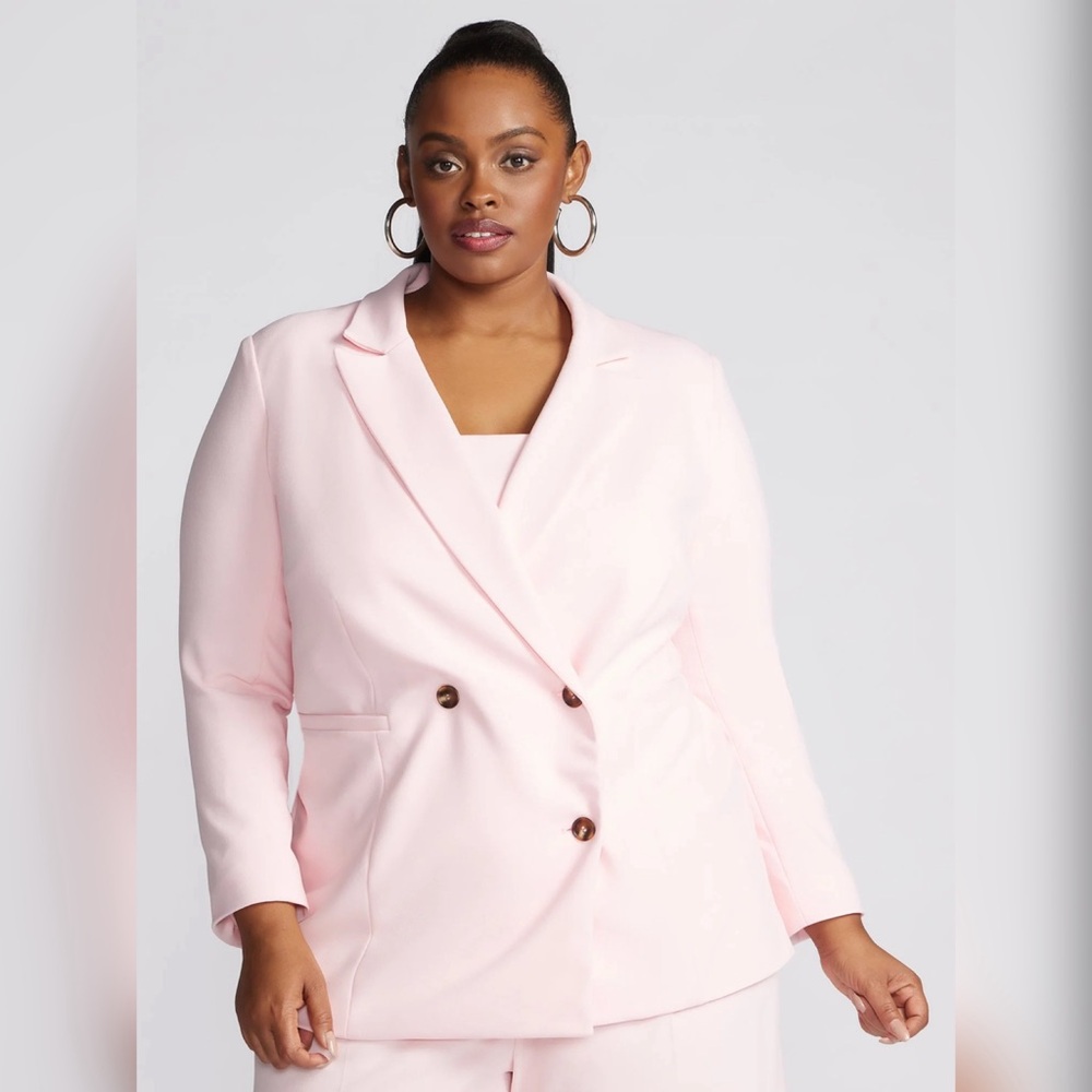 Double-Breasted Pink Blazer Jacket